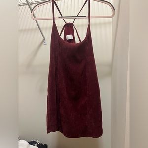 maroon corduroy mini dress
